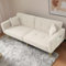 Schlafsofa mit Bettfunktion, 2 Sitzer Sofa,verstellbarem Winkel, goldenen Beinen, mit Kissen und seitlichen Aufbewahrungstaschen (Weiß)
