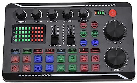 Lizien Carte son avec microphone, mélangeur de son, table de mixage audio, amplificateur, musique en direct, table de mixage, équipement DJ