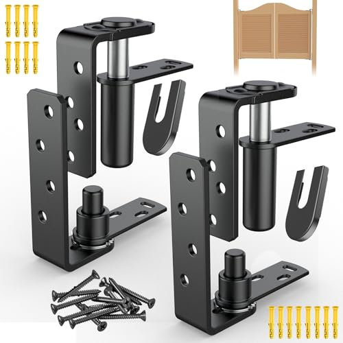 Bisagras de puerta de café y bisagras de puerta de salón, bisagra de puerta oscilante con cierre automático para puertas de Louvre, puertas oscilantes, acero inoxidable 304 (negro grande, puerta doble