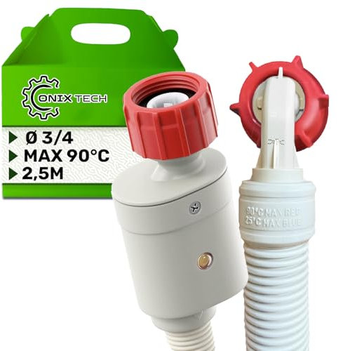 Acquastop Tubo Carico Lavatrice e Lavastoviglie 2,5m e Valvole Ø 3/4″ Campo di Pressione 0,2-10 Bar Fino al 90°C - Garanzia di 5 Anni - ONIX TECH