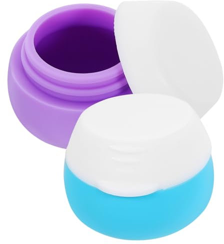 WRITWAA Pot De Crème En Silicone Étanche 2 Pièces Petit Format Bleu Et Violet, Conteneurs Cosmétiques Couvercles, Adaptés Pour Voyage Et Rangement De Lotion