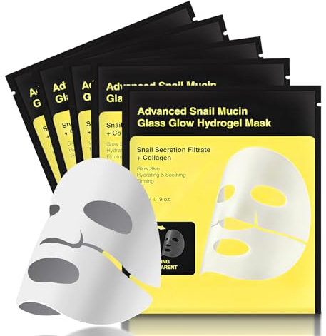 6 Stück Advanced Snail Mucin Mask, Overnight Collagen Masks, Collagen Gesichtsmaske, Feuchtigkeitsspendende Hydrogel Maske für die Nacht für trockene, empfindliche Haut