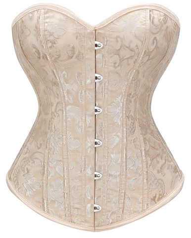 LEACOOLKEY Damen Corsage Korsett Top Bustiers Vollbrust Gothic Corsette Bodyshaper Waist Cincher XS-XXL