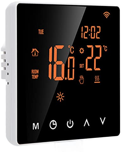 SEAFRONT LCD Smart Thermostat Digital Programmierbarer Temperatur Controller Tuya WiFi Thermostat für Elektrische Heizung AC230V (Orange Rückenweißpresse 16A)