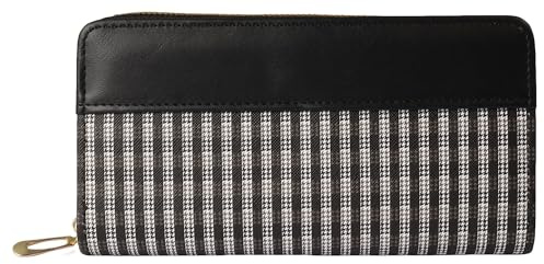 Cham Cham Geldbörse für Damen aus Kunstleder in Schwarz, Geldbeutel mit Reißverschluss in 10 x 19 x 3,8 cm