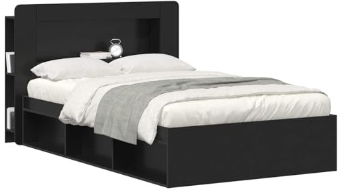 vidaXL Kopfteil-Schrank mit Speicher Schwarz Holzwerkstoff, Organisationsschrank fürs Schlafzimmer, vielseitiger Kopfhörer, stylische Ergänzung, haltbare Aufbewahrung