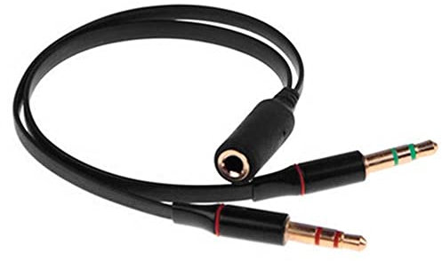 OcioDual Adaptador Jack Micro y Auriculares, Splitter Jack de Audio y Microfono para Cascos Gaming, Microfono pc, Ordenador, Portatil, Auriculares Cable Hembra 3.5mm, Negro