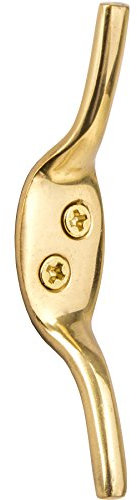 10x Solid Brass 3 Cleat Hooks - Roman Blind/Curtain Tie Back - Washing Line Tie Down