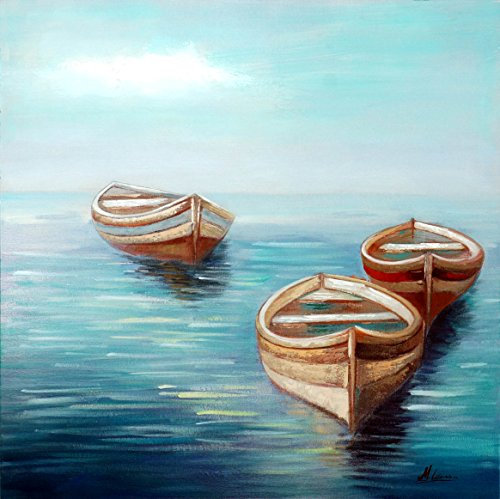 Kunst & Ambiente - Silence – Tableau de mer – Martin Klein – 90 x 90 cm – Tableau de Bateau – Peinture de mer – Tableau de mer – Tableau sur Toile