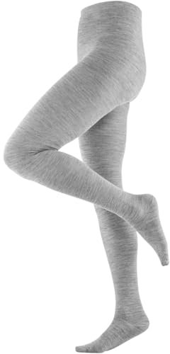 LivingCrafts, collant da donna, 72% lana (organico); 26% cotone (biologico); 2% elastan (Grigio melange, S)