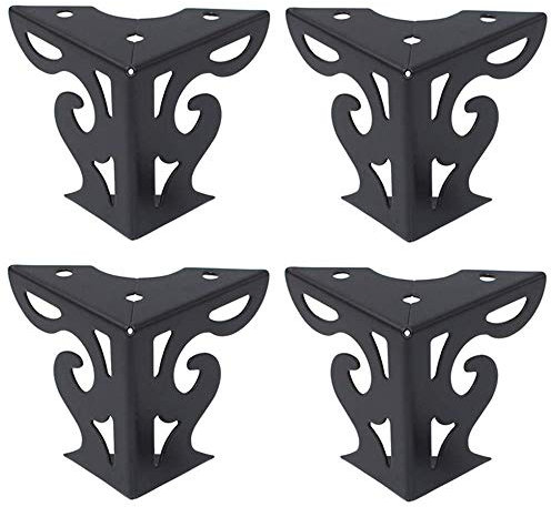 WaiMin Pieds de meuble pieds de support en fer forgé table de thé pieds de l'armoire de Meuble TV noir support de meuble de matériel * 4 Epaisseur 1mm