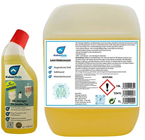 KaiserRein WC - Reiniger Unterhaltsreiniger für Jeden Tag 10 L Kanister zum nachfüllen + 750 ml Flasche