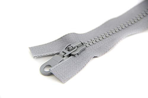 NTS Nähtechnik 1 Reißverschluss aus Kunststoff, 5mm Krampe, teilbar (grau, 60 cm)