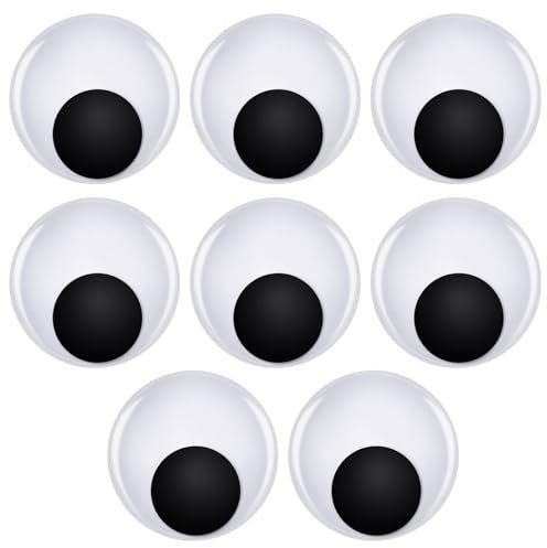 TOAOB 8 Pezzi Occhi Adesivi 75mm Rotondo Plastica Mobili Autoadesivi Wiggle Finti Occhietti per Lavoretti Fai da Te Scrapbooking Artigianato Bambole Pupazzi Accessori Bianco Nero