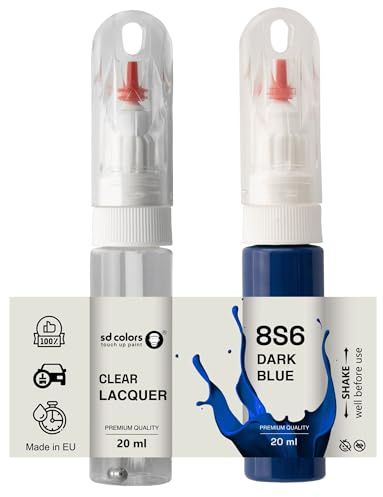 SD COLORS Dunkelblauer 8S6 Lackstift, 20 ML, praktischer Pinsel zur Reparatur von Kratzern (Farbe + Lack)