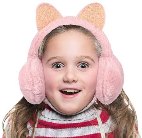 Amosfun Ear Muffs Cat Ear Warmers Kids Winter Warm Cat Ear Earmuff for Women Girls Faux Furry Cute Ear Covers In Cold Weather