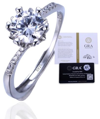 Halukakah Damen Moissanite Ring 925er Sterlingsilber mit 1 Karat Labordiamant und Zertifikat,1,0ct Eleganter Schmuck für Verlobungen,Feiern,Verstellbare Größe,Schneeflocke,Geschenk für Frau,Freundin