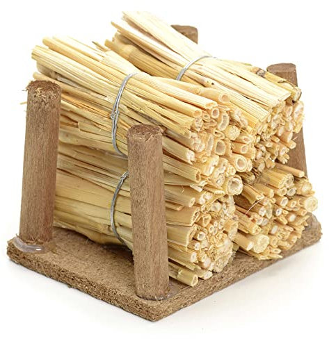 Holyart Holzstapel mit Stroh für Selber-Bauen-Krippe