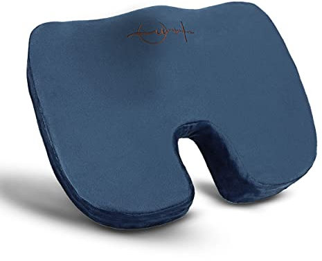 UMBERLINE® Orthopädisches Sitzkissen - Memory Foam Kissen - Sitzkissen für Bürostuhl - Schmerzreduzierend, Erhöht Sitzkomfort, Unterstützung für Beine, Hüfte, Steißbein und Rücken… (Blau)
