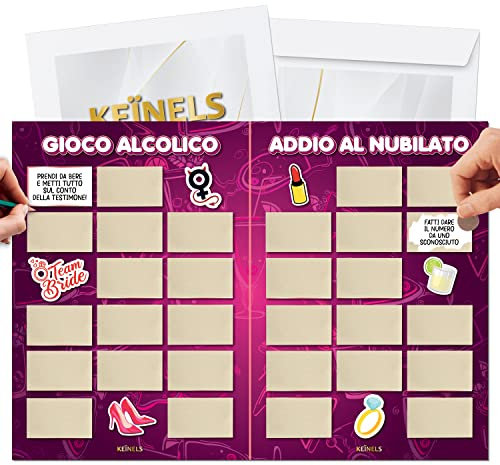 Giochi Alcolici Addio al Nubilato - Calendario da Tavola Gratta e Vinci - Gadget Amiche della Sposa - Kit Scherzi Accessori Team Bride to Be - per Bere, Grattabile