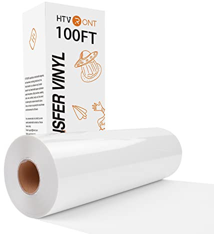 HTVRONT HTV Vinyl Rolls White Iron on Vinyl - 12 x 100ft HTV for Shirts, White Heat Transfer Vinyl for All Cutting Machines - Easy to Cut & Weed for DIY Heat Transfer Design