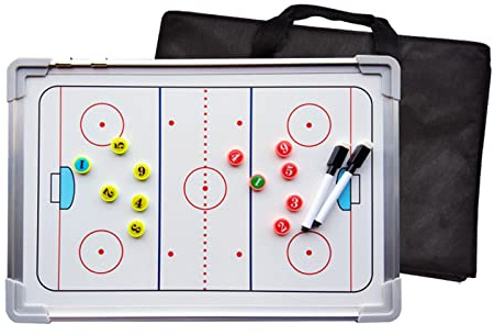 Joyeee Taktisches Board für Eishockey, doppelseitiges volles halbes Feld/Court Coaching Board mit magnetischem Athletenspieler, rocken abwischbarer Marker mit Radiergummi, Aufbewahrungstasche