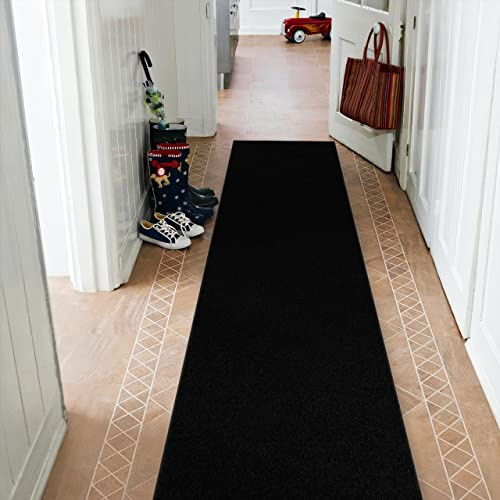 rugsx Läufer TRENDY für Flur, Korridor, Kirche, Büro schwarz 110x500 cm