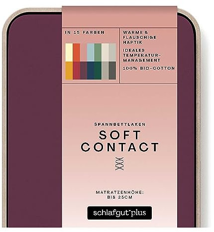schlafgut Soft Contact Spannbettlaken bis 100x200cm, Purple Deep aus 100% Biobaumwolle wärmend