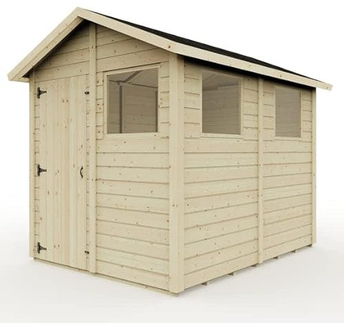 Everest Garden Shed with Apex Roof and Windows - 8ft x 6ft | Untreated, High Grade Redwood Smooth Planed Timber, 12mm Thickness, 32mm Framework
