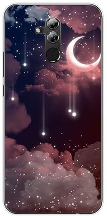 KARTXITAI Hülle Kompatibel mit Huawei Mate 20 Lite, Stoßfeste Schutzhülle mit Weiche Silikon Bumper Case Handyhülle Anti-Kratzt Transparent Rückseite - Sterne,Mond,Wolken,Himmel