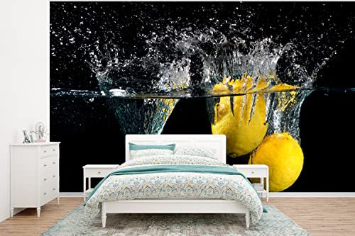 Selbstklebend Tapete Wandpapier Wandaufkleber Fototapete Tapeten Wanddeko 375x280 cm Zitrone - Frucht - Stilleben - Wasser - Gelb