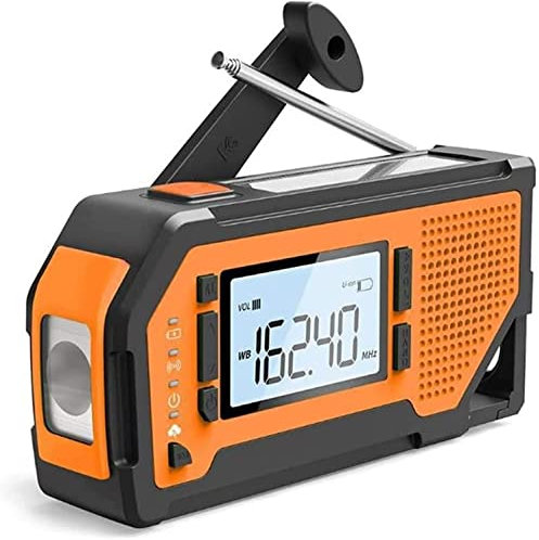 LIIAV Emergency Crank Radio,2000mAh-Solar Hand Crank Portable AM/FM/NOAA Weather Radio with Flashlight,Cell Phone Charger, SOS for Home and Emergency