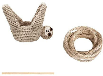 Zuoyue Faultier-Hängetopf für Sukkulenten Häkel-Faultier-Hängepflanzgefäß handgefertigt Blumentopf und Pflanze Nicht im Lieferumfang enthalten (2-Beige, One Size)