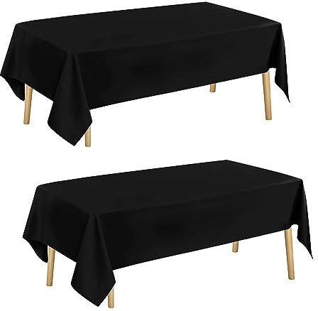 Hiasan Tischdecke Abwaschbar Abwischbare Tischtuch 2 Stück Schwarz 130x220 | Tischdecken Stoff, Table Cloth Lotuseffekt Wasserabweisend für Esszimmer Küche Outdoor Wetterfest Geburtstag Party Biertisch