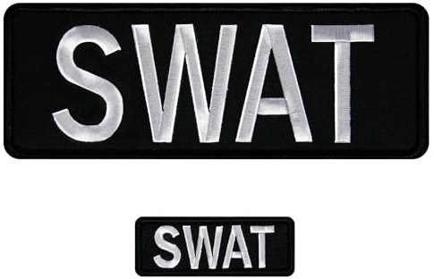 Yaveron 2 Stück Swat Patch Haken und Schlaufe bestickt Swat Patches für Polizei Weste Uniformen Jacke, 1 Stück groß und 1 Stück klein (schwarz)