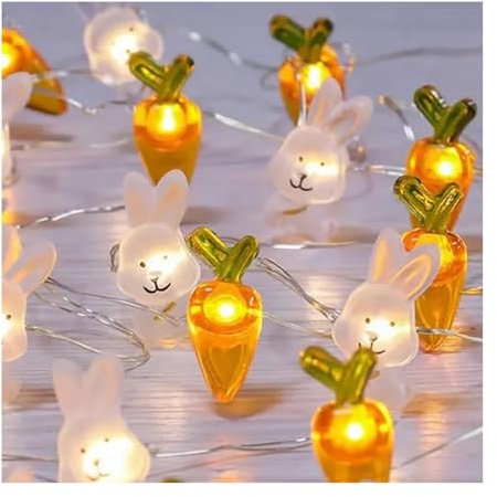 Yunyahe Easter Fairy Lights,Easter Decoration,Resurrection Festival Lamp,Jewellery,3D Easter Eggs,LED,Without Battery,LED Fairy Lights for Easter,Easter Carrot Bunny Glow String Lights,Decorative