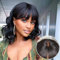 BLISSHAIR Kurze Bob Loose Wave Echthaar Perücke mit Pony Lockiges Haar Lace Front Perücke Brasilianisches Reines Echthaar Glueless Perücken für Frauen Short Wave Wig 12 Zoll