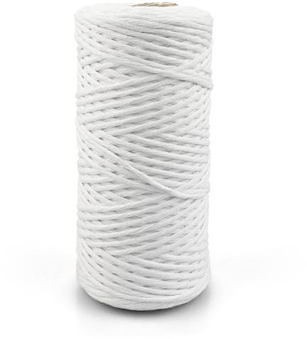 Netuno 1x Makramee Garn Weiß 2 mm 150 m einfach gedreht Kordel Baumwolle Textilgarn Naturbaumwolle Garn für Makramee Schnur Baumwollkordel Dekoschnur farbig Twisted Macrame Cotton Cord