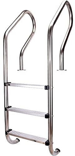 SilteD Swimming Pool Escalator, 304 Stainless Steel with 3-Layer Anti-Slip Ladder, Indoor and Outdoor anticorrosive Swimming Pool Steps, no Embedded/Silver / 52×58×150cm (Silver 52×58×150cm)