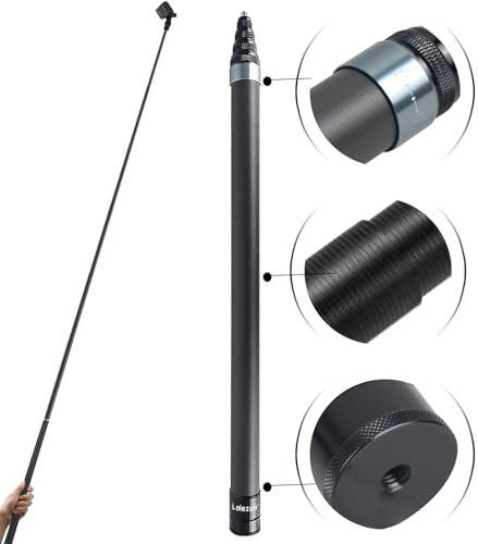 Loiezuir Perche à selfie pour Insta360 X3, 3 m en fibre de carbone invisible ultra longue, Insta360 ONE X/ONE X2/ONE R ONE RS X2 R X (argenté)