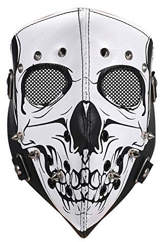 JewelryWe Totenkopf Maske Leder Gesichtsmaske: Schweiz Weiß Geistermaske Horror Ghost Schädel Vollgesichtsmaske Kostüm Maske für Sport Halloween Cosplay