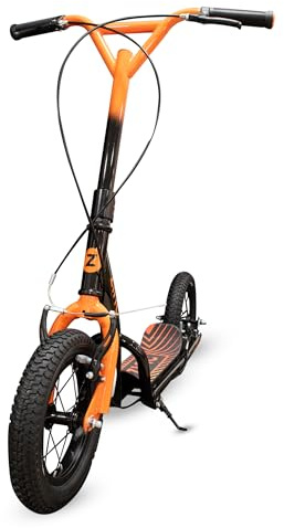 Zinc Radikal BMX Scooter for Kids Ages 6+ – 12 Inch Big Wheel Stunt Scooters with 360 Degree Handlebar Spin, Front & Rear Brakes, Steel Frame, Off-Road Tyres, Orange & Black