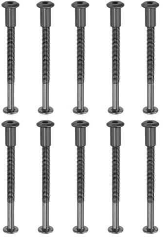 PATIKIL M6 x 80 mm Vis Chicago à Tête Hexagonale, 10 Ensembles Vis de Fixation pour Boulons, Écrous à Tête Creuse, pour Scrapbooking, Ceinture, Album Photo, Réparation de Meubles, Noir