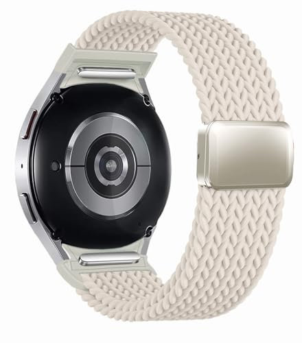 Zythtic Geflochtenes Armband Kompatibel Mit Samsung Galaxy Watch 7 6 5 4 FE, One Klick Mit Magnet Nylon für Samsung Watch 6 Classic/5 Pro/4 Classic für Damen Herren, Sternenlicht