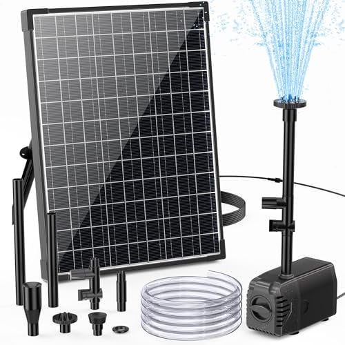 Biling Pompe de bassin solaire pour extérieur, 20 W, 1200 l/h, avec conduite d'eau de 2 m, longueur du câble : 5 m, hauteur de refoulement : 2 m, pompe solaire pour jardin, étang, cascade, piscine