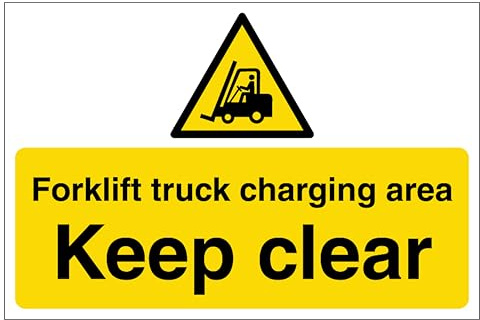V Safety Forklift Truck Charging Area Keep Clear - Anti-Slip Floor Sign 450 x 300 mm - Anti-Slip Floor Sticker Safety Sign