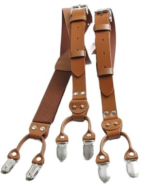 BaronHong Hosenträger aus echtem Leder für Herren, abnehmbar und verstellbar, Y-Rücken-Hosenträger für Anzughosen, Arbeitsjeans