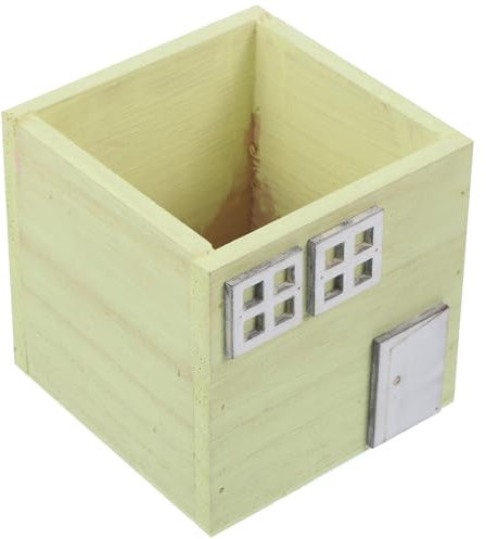 Happyyami Cache-Pot Bois Naturel pour Plantes D’intérieur Petit Pot Décoratif pour Bureau Maison Et Balcon Jardinière Bois Naturel (Jaune)