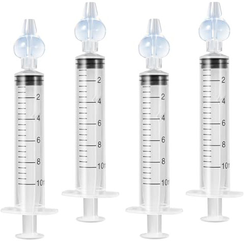 Diboniur 4 Pcs Siringa per Lavaggi Nasali Bambini 10 ml,Portatile Siringhe Lavaggio Nasale Neonato Sicuro e Confortevole,Riutilizzabile Irrigatore Nasale con 4 Pcs Olive Nasali per Lavaggi Neonato