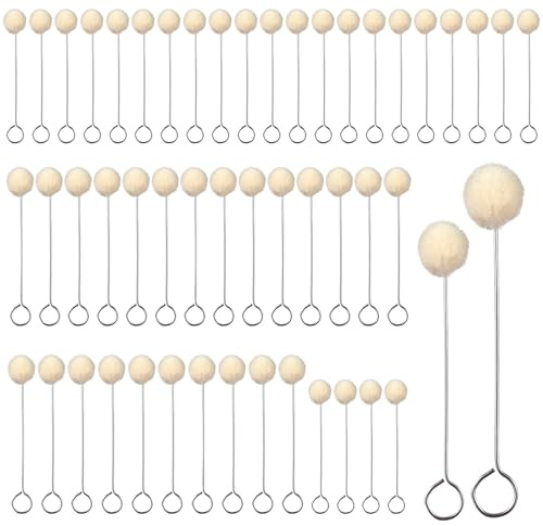 YYTOL Wolle Daubers Ballpinsel 50 Stück Wolle Leder Daubers Ballbürste Farbpinsel Färbe Applikator Leder Färbewerkzeug mit Metallgriff